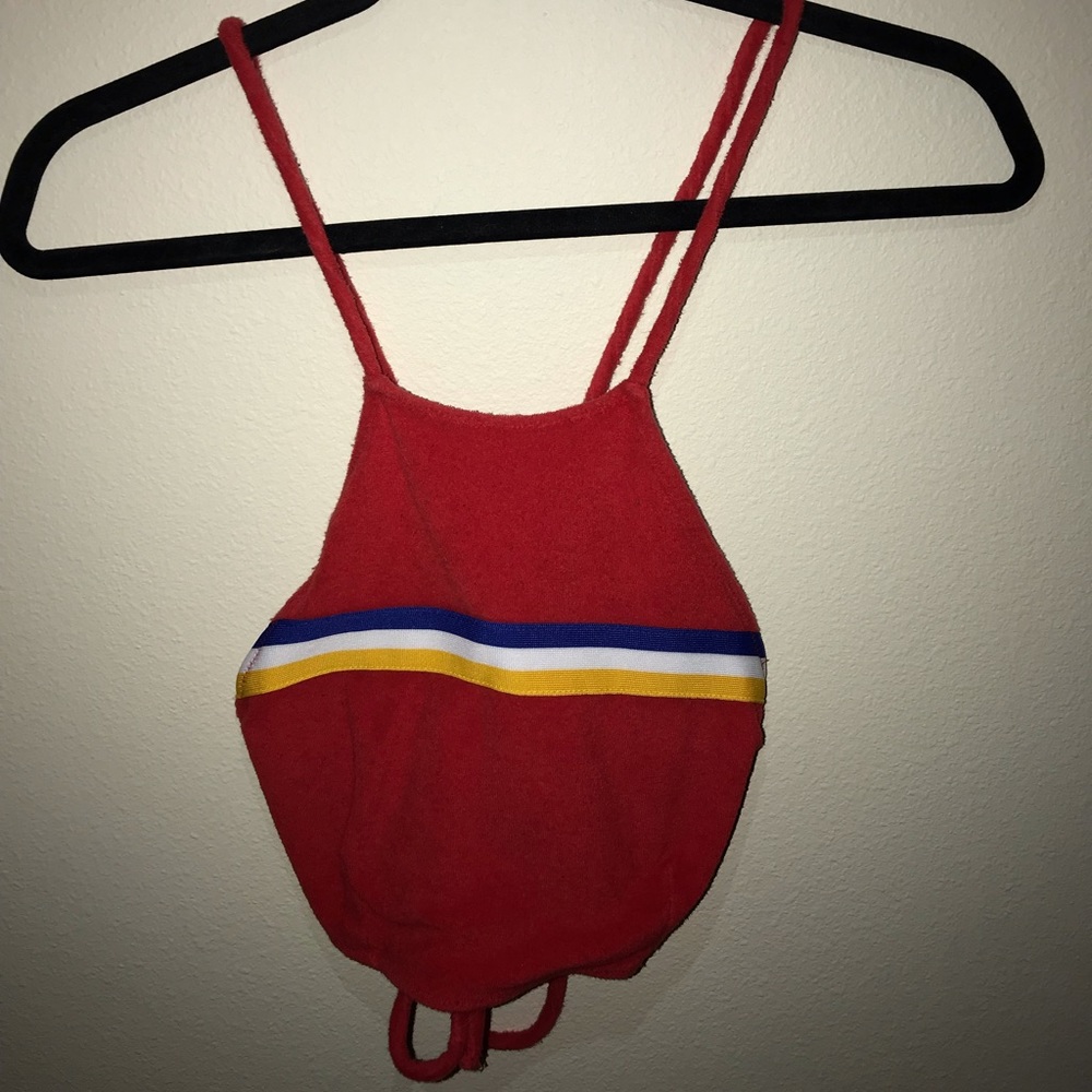 Red, mid stripe halter top! (Never worn)